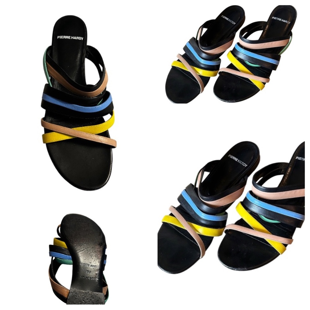 Pierre Hardy Black, Blue, Yellow, and Brown Strappy Sandals